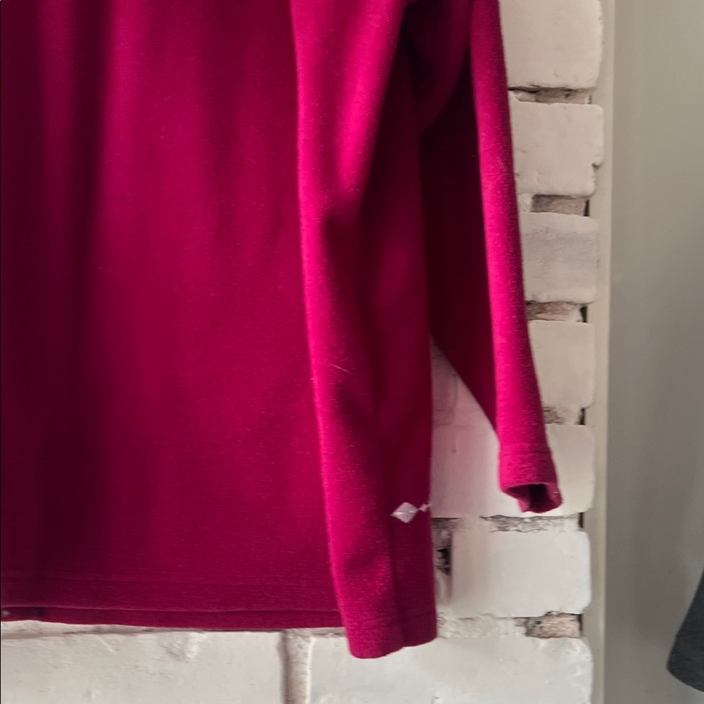 Magenta button down relaxed fit fleece sweater crew neck - Picture 6 of 7